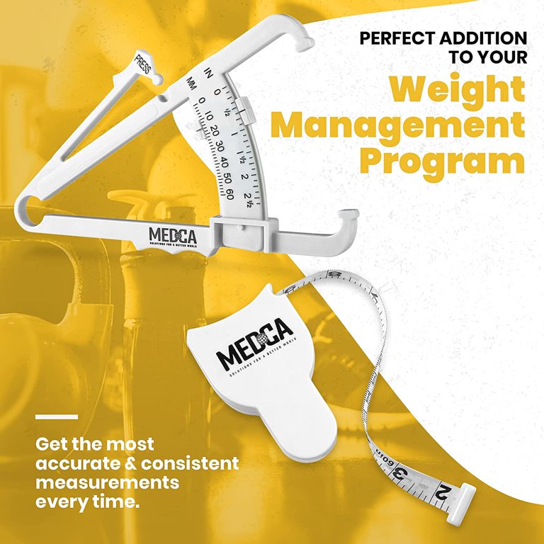 MEDca Body Fat Caliper and Measuring Tape for Body (5.04) Skinfold Calipers  4.72 in