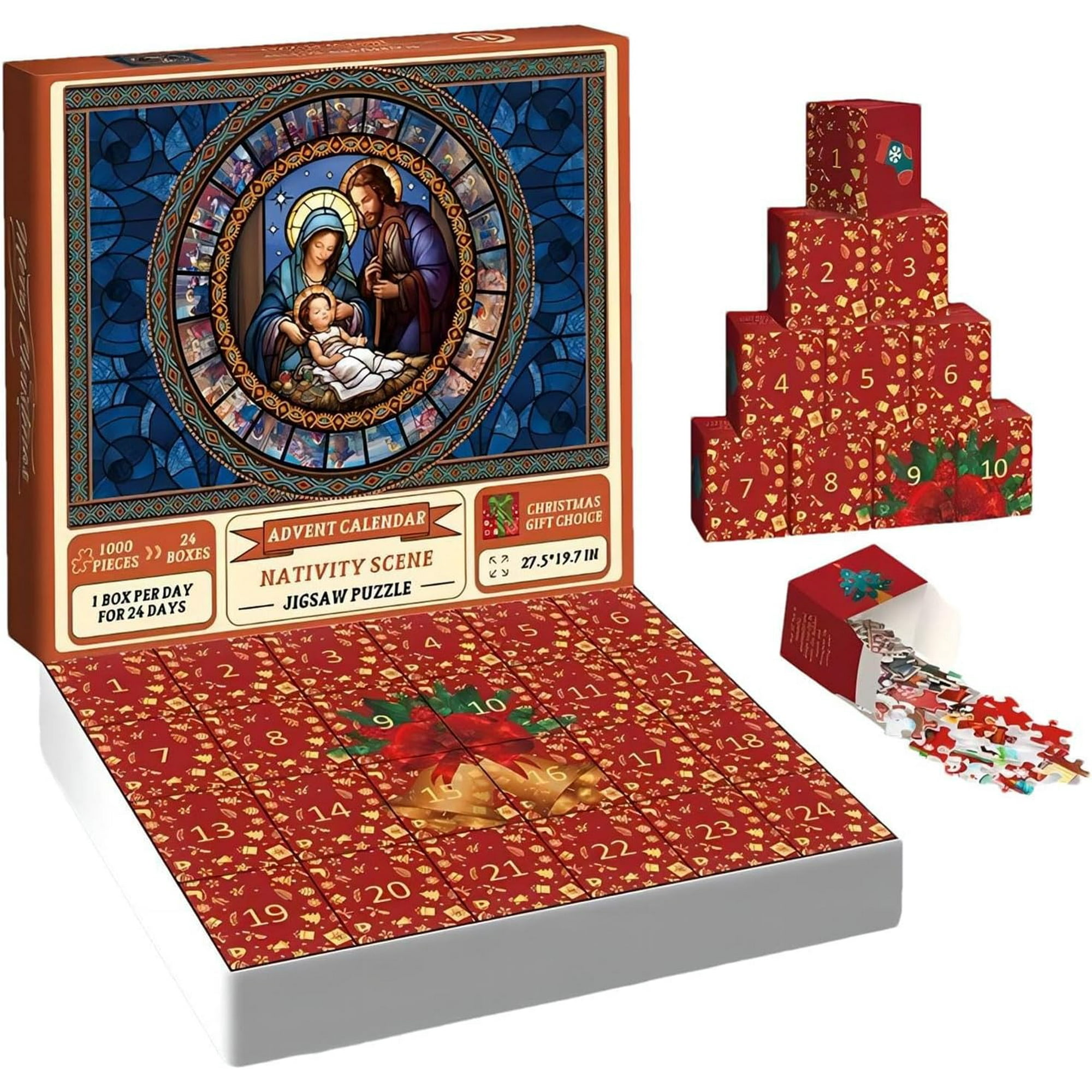 SURJDE Christmas Countdown Calendar Puzzle Set, 24 Days of Advent