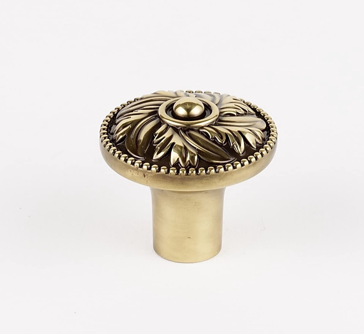 Alno A235-14-PB/NL Hickory 1-1/4" Decorative Embossed Mushroom Solid Brass Cabinet Knob /