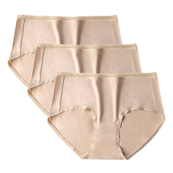 Pisexur sous-Vêtements Femmes Antibactériens Confort Contrôle du Ventre sous-Vêtements Femmes Couleur Unie sous-Vêtements Femmes Confortables Taille Mi-Haute Respirants Bas Pantalon Ceinture Beige,L