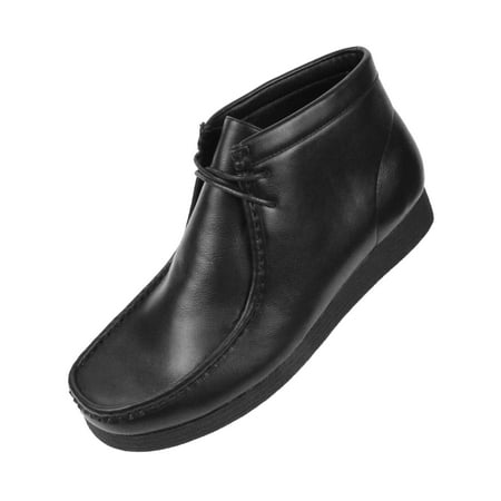 Leather Crepe Boots - Amali Men's Faux Leather High Top Lace-up Casual Boots Crepe Rubber Like Sole