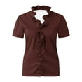 thumbnail image 4 of AherBiu Plus Size Tops for Women Ruffle V Neck Short Sleeve Shirts Dressy Casual Blouse Solid Color, 4 of 6