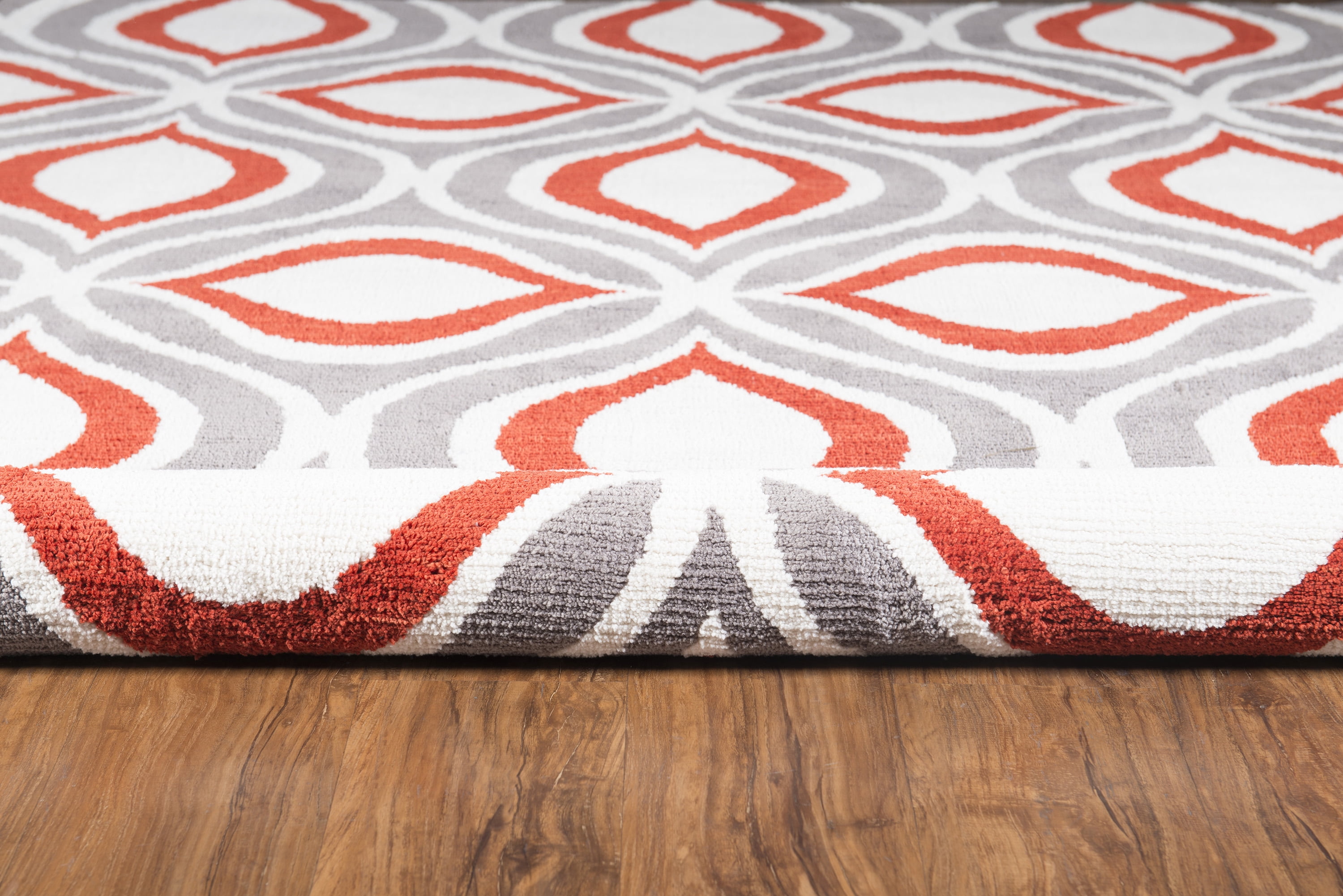 Geo Lenox Grey Handtufted Microfiber Area Rug 8x10 Soft Geometric Design
