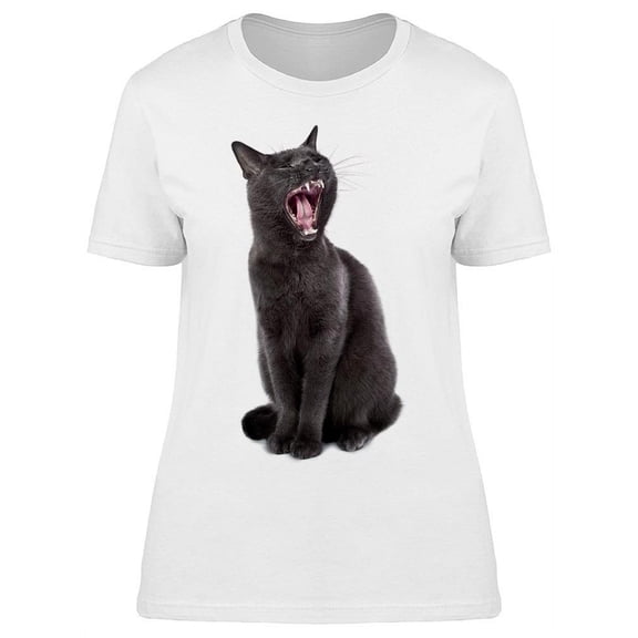 Russian Cat Yawning Teeth Out T-Shirt Women -Image by Shutterstock, Female x-Large