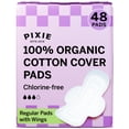 thumbnail image 1 of Almohadillas menstruales desechables Pixie de algodón orgánico, regulares, 48 unidades, 1 of 8