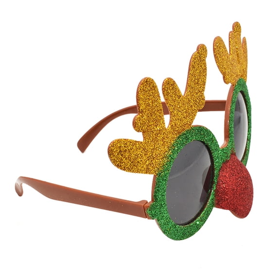 WHAMVOX Child Christmas Glasses Frame Glitter Reindeer Antlers Red Nose Party Photp Props Xmas Supplies Ornament
