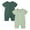 Dark Green & Light Green, variant on MYGBCPJS 2Pack Baby Bamboo Rayon Romper Pajamas Infant Toddler Short Sleeve Zipper Sleepsuit PJS0-24 Months