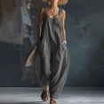 thumbnail image 2 of Npasoilc Sleeveless Overalls Jumpsuits for Women Crew Neck Loose Wide Leg Long Pants with Multiple Pockets Casual Summer Vacation, 2 of 8
