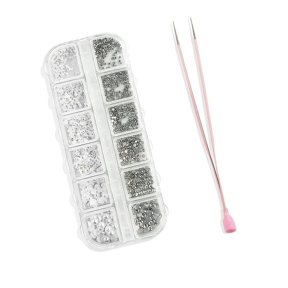 BOROLA Nail Art Kit Sparkling Rhinestones & Semi-Round Pearls Set with Double Ended Tweezers for Exquisite Nail Decor, DIY Crafts, Clothing, Phone Decorations, Makeup and more