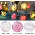 thumbnail image 3 of LED Fairy Lights Roses Rose Lamp Simulation Rose Petals Chain 3M 20LED Fairy Lights Flowers Battery Operated Lighting Decoration for Garden Party Christmas Wedding Valentine's Day - Pink, 3 of 6