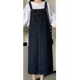 thumbnail image 1 of Vestidos de mezclilla para mujer, estilo colegiala, informales, a la moda, primavera y verano, para la calle, lisos, sueltos, sencillos, combinables, estilo coreano, con bolsillos suaves., 1 of 6