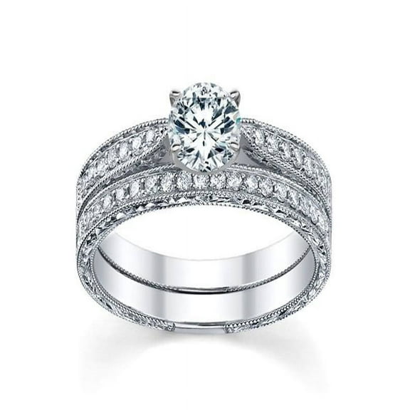 Divine Vintage Diamond Wedding Ring set 1 Carat Round Cut Diamond on 10k Gold