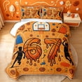 thumbnail image 2 of meiyoeat Dripping Basketball Quilt King for Boys, Orange Number 67 King Coverlet Set, 3-Piece, 1 Comforter and 2 Pillowcases, 2 of 7