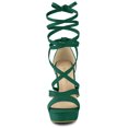 thumbnail image 2 of BLISSFUL STEP Women's Lace Up Platform Chunky High Heel Sandals, 2 of 6