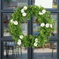 thumbnail image 2 of MXTPOV St Patricks Day Decor Wreath, Green Shamrock Leaves Wreaths for Front Door, St Patricks Day Decorations, White Flowers Wreath for Party Wall Decor, Home Decor, 2 of 5