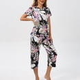 thumbnail image 1 of DecSea Ensemble de Pyjama Capri pour Femmes Manches Courtes Deux Pièces Pjs Col en V Hauts & Pantalons Capri S-2TG, 1 of 7