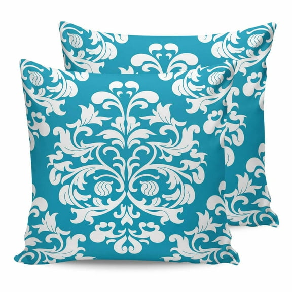 Outdoor Pillow Covers Pack of 2, Abstract Minimalist Boho Blue Flower Waterproof Throw Pillowcase Cushion Cases, Aesthetic Art Decorative Pillow Cover for Couch Sofa Home Bed Patio