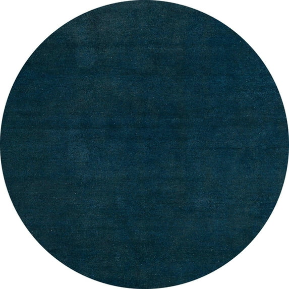 Ahgly Company Indoor Round Abstract Teal Green Abstract Area Rugs, 6' Round