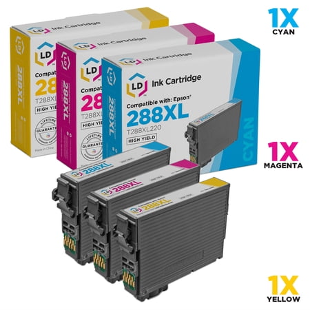 LD Remanufactured Replacement for 288XL High Yield Cartridges: 1 T288XL220 Cyan  1 T288XL320 Magenta  1 T288XL320 Yellow for Expression XP-330  XP-340  XP-430  XP-434  XP-440  XP-446