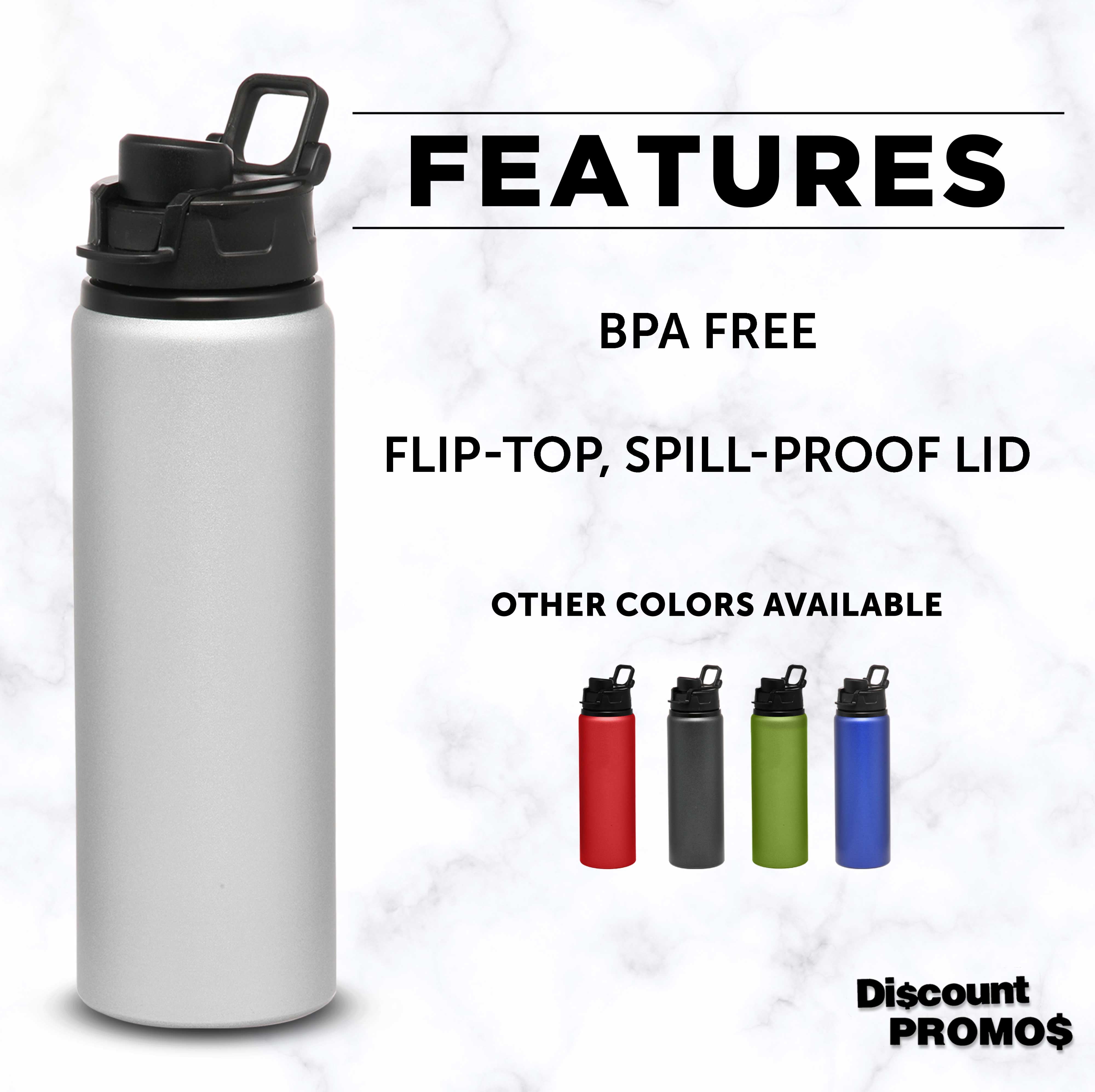 Aluminum Water Bottles with Snap Lids 25 oz. Set of 10, Bulk Pack - Reusable, Great for Gym, Hiking, Cycling, For School - Silver