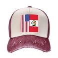 thumbnail image 2 of Peru America Flag Baseball Cap Distressed Adjustable Vintage Cotton Denim Hat for Women Men, 2 of 2