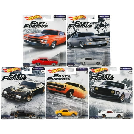 2019 Hot Wheels Fast & Furious Premium 1/4 Mile Muscle Complete Set of 5 1/64 Diecast Model Cars