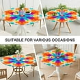 thumbnail image 7 of Colorful Rainbow Tie Dye Spiral Pattern Round Fitted Tablecloth with Elastic Edge,Dining Table Cover Waterproof,Outdoor Round Tablecloth for Camping,Dining,Indoor and Outdoor, 7 of 7