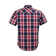 thumbnail image 2 of Coevals Club Men's Western Plaid Pearl Snap Short Sleeve Shirts (Navy Red Plaid #37 XXL), 2 of 4