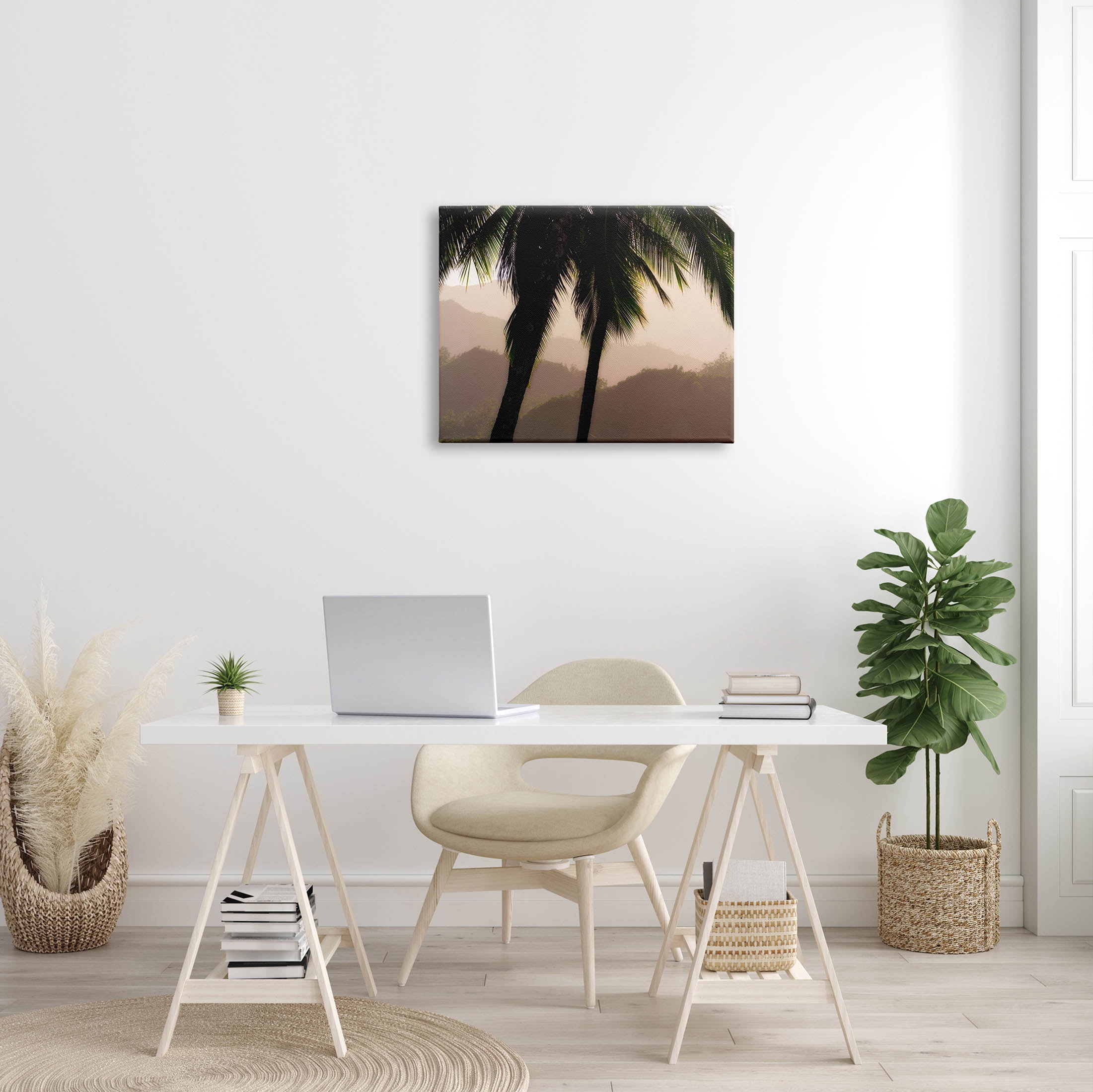 Stupell Industries Tropical Overhanging Palms Distant Land Photograph Gallery Wrapped Canvas Print Wall Art, Design by Dennis Frates
