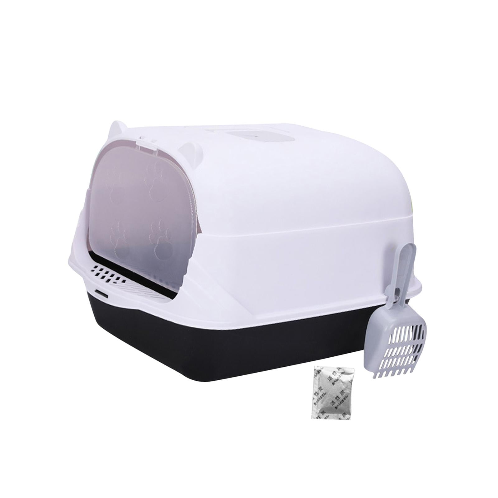 Bvdfgk Enclosed Cat Toilet Hooded Cat Litter Box Kitty Litter Pan High Sided Bedpan Cat Black