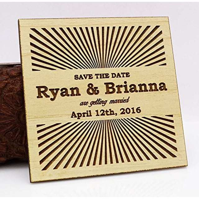 40 Custom Engraved Wooden Magnet Rustic Wedding Save The Date Wooden Magnet Personalized Gift