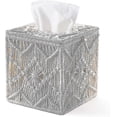 thumbnail image 1 of Tissue Box Cover Boho Decor Square Paper Tissue Holder With Bead Buckle Macrame Napkin Tissues Organizer Home Decor For Bathroom Bedroom Dresser Livin, 1 of 5