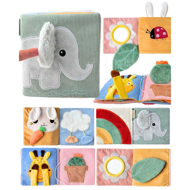 Baby Soft Book Toodly Cute Soft con espejo y actividades de 0 a 18 m