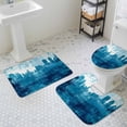 thumbnail image 3 of Abstract Urban Silhouette Bathroom Rugs Set Blue Watercolor Building Non Slip Absorbent Soft Bath Mats 3 Piece Set with Bathroom Rug, U-Shaped Floor Mat, Toilet Seat Cover Large Size, 3 of 9