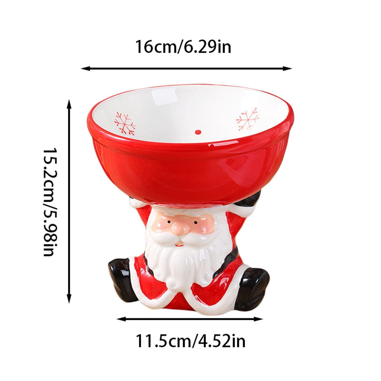 Gytml Ceramic Christmas Pet Bowl With Santa Claus Base,Multi-Functional Container For Candy, Treats & Pet Feeding,3D Festive Pet Storage Bowl For Parties & Home Use Red 16x15.2cm