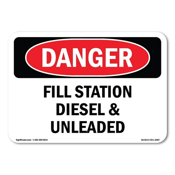 OSHA Danger Sign - Fill Station Diesel And Unleaded | Plastic Sign | Protect Your Business, Construction Site, Warehouse & Shop Area | Made in The USA