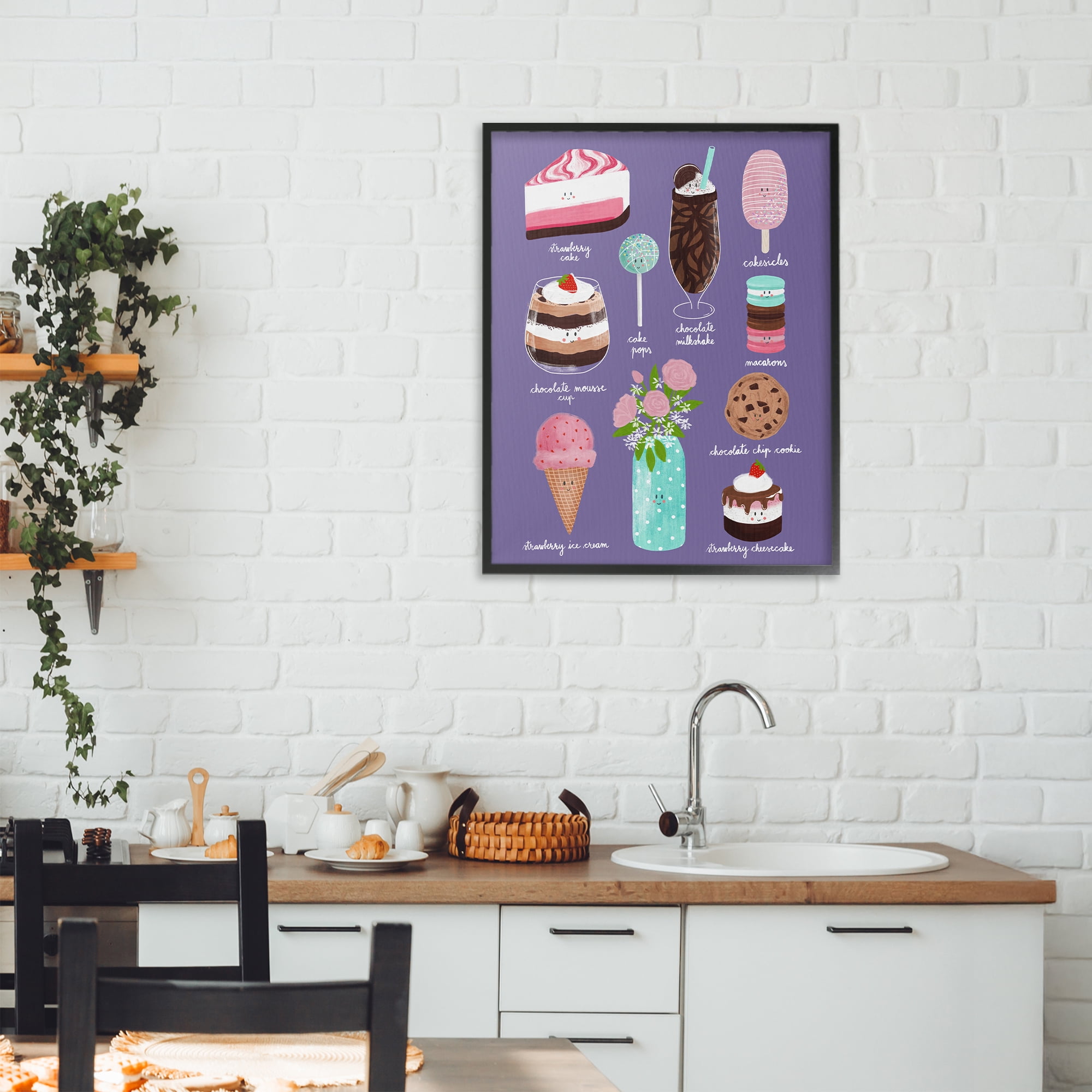Stupell Industries Decadent Desserts & Flowers Black Framed Giclee Art, design by Metka Hiti