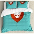 thumbnail image 1 of Science Party Duvet Cover Set Queen Size, An Alien Face Silhouette on a Balloon Illustration Art Print, Decorative 3 Piece Bedding Set with 2 Pillow Shams, Turquoise Rust and White, by Ambesonne, 1 of 3