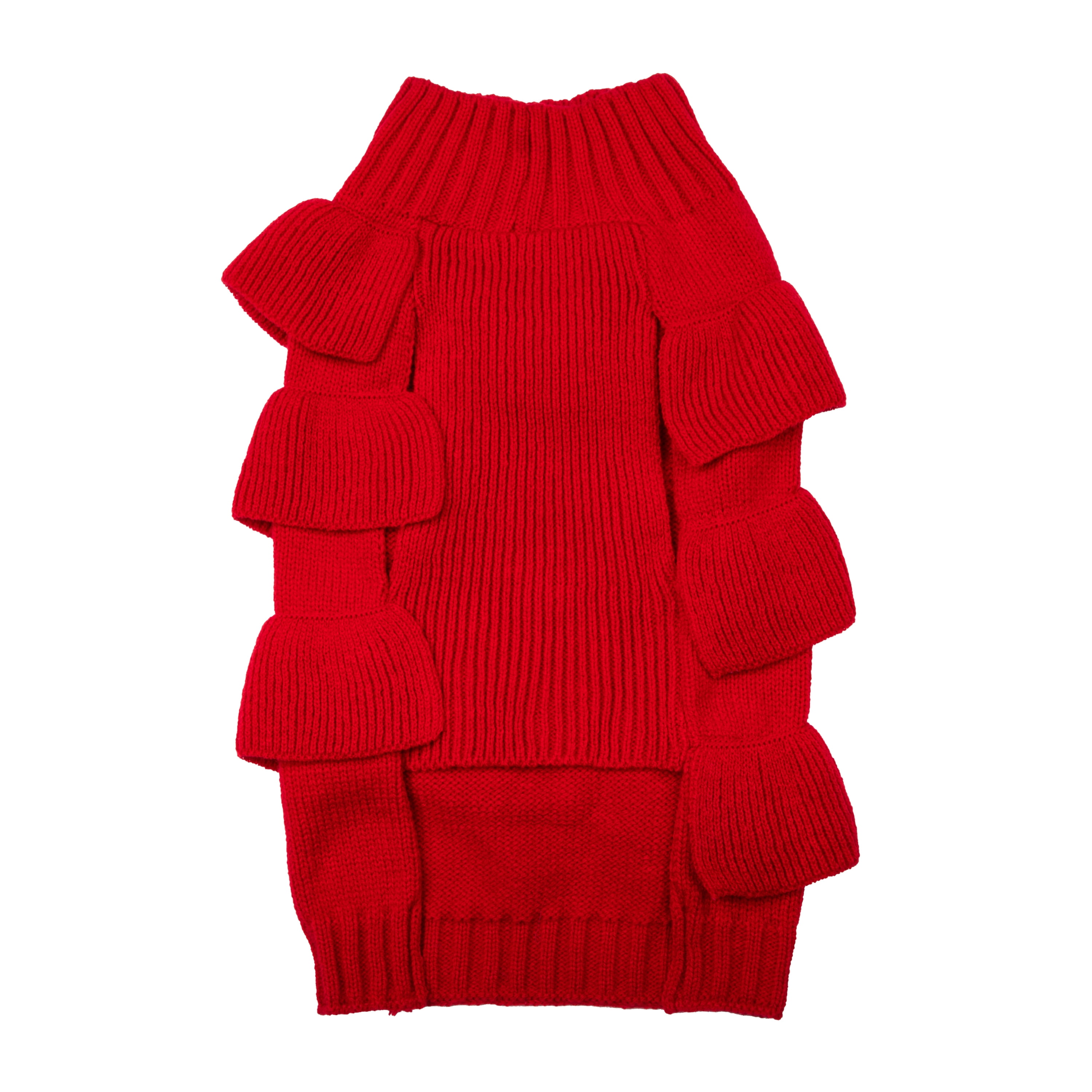 Christian Siriano, Dog Clothes Ruffle Dog or Cat Sweater, Red, S