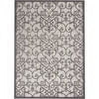 Nourison Aloha Indoor/Outdoor Grey/Charcoal 3'6" x 5'6" Area Rug, (4x6)
