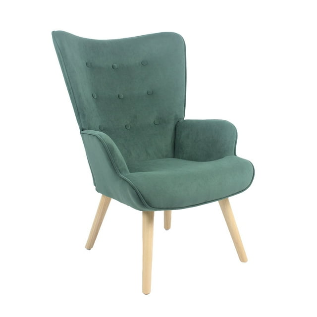 Sillón Individual Top Living para Sala Comedor con Capitoné de Terciopelo Verde