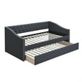 thumbnail image 3 of Daybed Sofa w Slats n Trundle Bed, Nailhead Trim, Charcoal Gray Fabric, 3 of 6