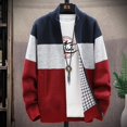 thumbnail image 5 of 2024 Winter Men Sweater Knit Cardigan Fashion Patchwork Stand Collar Mens Slim Casual Zipper Knitted Thick Warm Sweatercoat Man, 5 of 5
