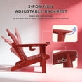 thumbnail image 4 of Tappio Folding Adirondack Chair Set of 2, All Weather HDPE Outdoor Patio Chairs with 3- Position Adjustable Backrest, Detachable Multifunctional Holders and Cup Holders, Fire Pit Chairs, Red, 4 of 8