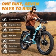 (US in Stock)5000W (Peak) Electric Bike for Adults, 52V 23AH Battery Electric-Bike, Dual-Motor-Ebike 40mph Ebike, 26*4.0 Fat Tire Ebike, AWD 7-Speed E-Mountain Bicycle for Off-Road Snow Sand