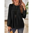 thumbnail image 6 of Corabera Plus Size Tops for Women Long Sleeve Tunic Tops Loose Flowy Shirts Crewneck Chiffon Ribbed Black Blouses Boho Clothes XXL, 6 of 7