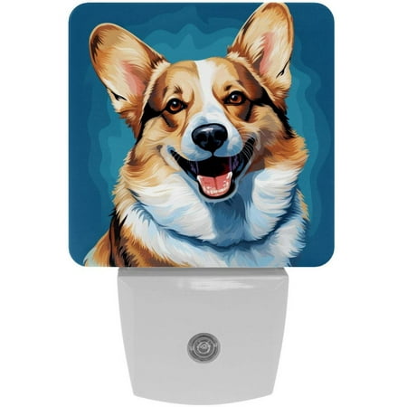 

Dog LED Square Night Light - Soft Glow Plug-in Lamp with Dusk to Dawn Sensor for Bedroom and Hallway - Energy Efficient Compact Design