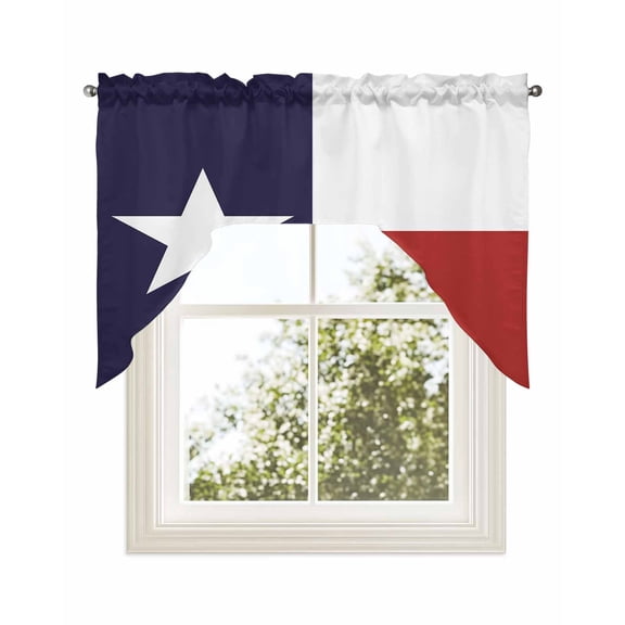 Texas Flag Red Blue and White Kitchen Curtains Swag Valance for Windows/Bathroom/Cafe, Rod Pocket Drape Panel Swag Curtains Valance for Bedroom/Living Room 56"x36"