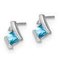 thumbnail image 2 of Auriga Sterling Silver Antique Cushion Blue Topaz and Diamond Stud Earrings for Women, 2 of 6