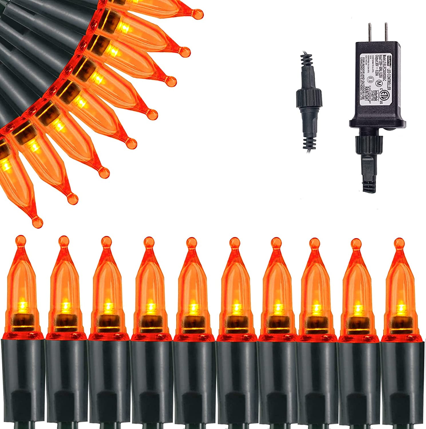 Elnsivo 200LED Orange Halloween String Lights 8Modes 66ft Connectable